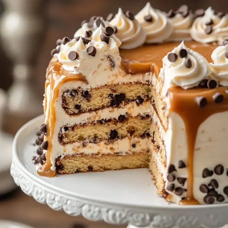 Chocolate Chip Cake with Caramel Drip